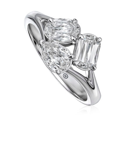 Love Luxe 0.96ct Crisscut L'amour Diamond Cluster Ring in 14K White Gold, Size 6.25