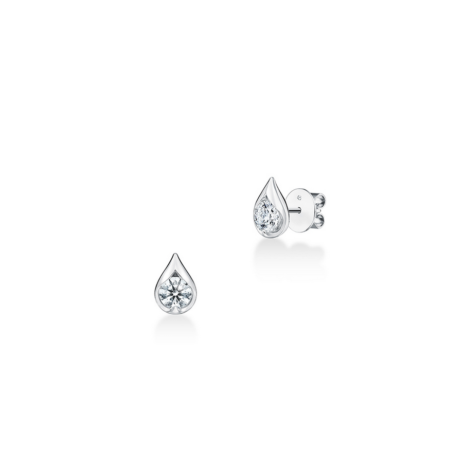 Droplet 1.03Ct Diamond Stud Earrings in 18K White Gold