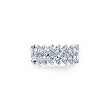 Aerial Diamond Double Dewdrop Ring in 18K White Gold, Size 6.5