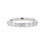 Grand Aire Petite 0.80ct Emerald Cut Diamond Partway Band in Platinum, Size 6