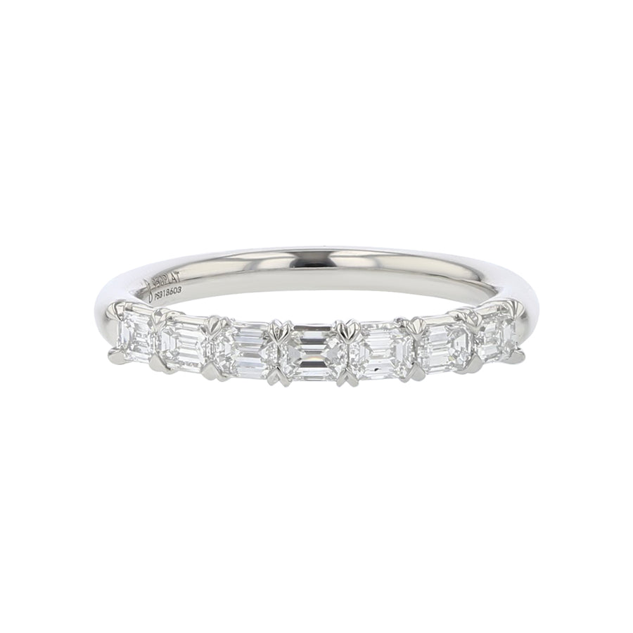 Grand Aire Petite 0.80ct Emerald Cut Diamond Partway Band in Platinum, Size 6