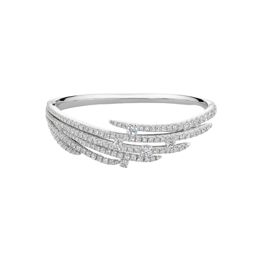 Vela French Cut 4.89ct Diamond Pave Bangle Bracelet in 18K White Gold