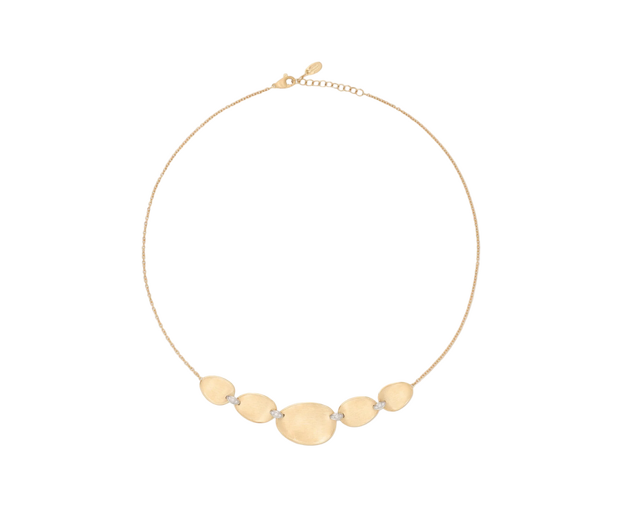 Lunaria 0.07ct Diamond Necklace in 18K Yellow and White Gold, 16.5"