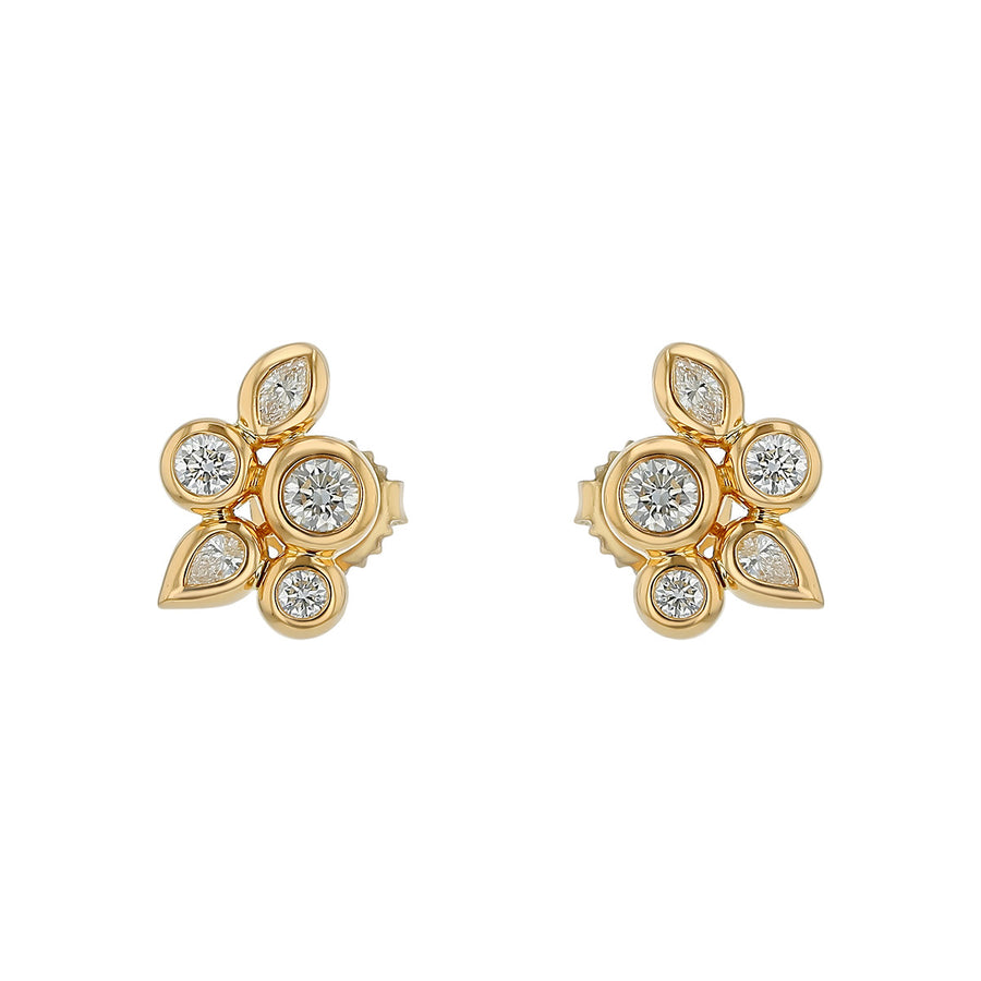 Moonlight 0.79ct Diamond Mixed Shape Stud Earrings in 18K Yellow Gold
