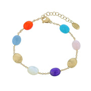 Siviglia Reconstituted Turquoise and Multi Stone Bracelet in 18K Yellow Gold 6.75"