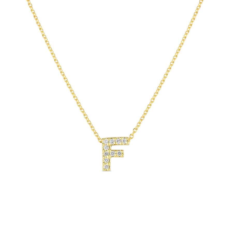 Tiny Treasures Diamond Love Letter "F" Pendant in 18K Yellow Gold, Adjustable Chain