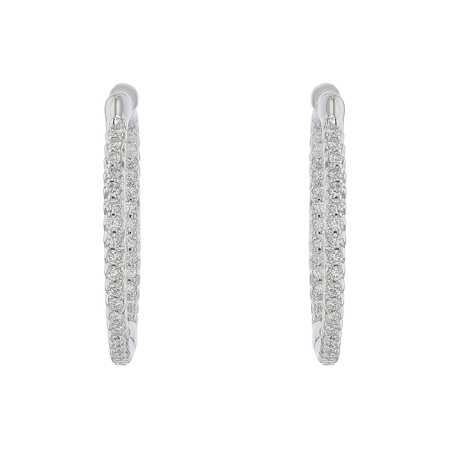 Perfect Diamond 0.56ct Diamond Inside Out Pave Hoops Earrings in 18K White Gold