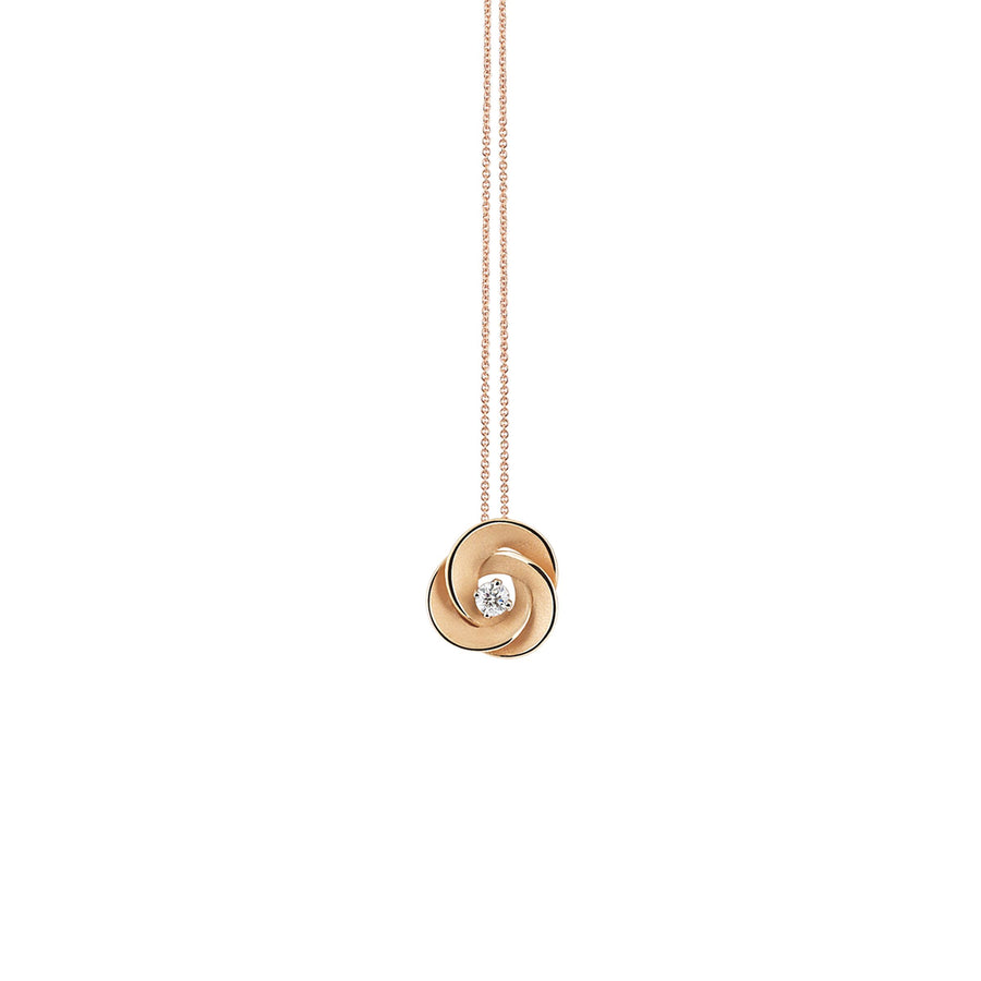 Desert Rose 0.10ct Diamond Pendant in 18K Orange Apricot Gold, 18" chain