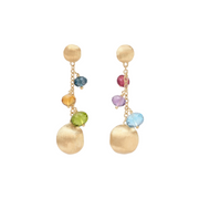 Africa Mixed Gemstone Drop Earrings in 18K Yellow Gold