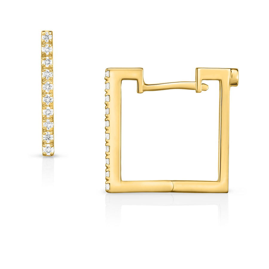 Classic 0.19ct Diamond Square Earring in 18K Yellow Gold