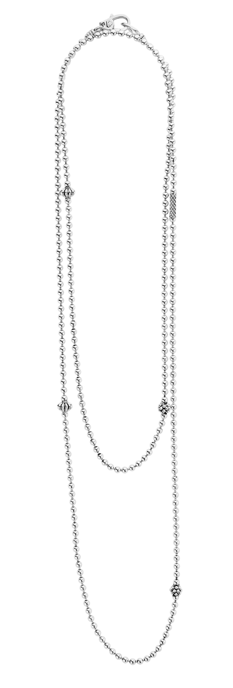 Caviar Icon Element Ball Necklace in Sterling Silver, 36in