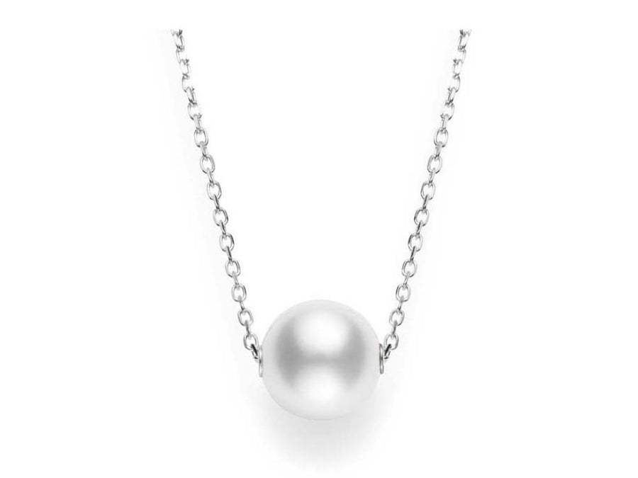 18K White Gold 10mm A+ White South Sea Pearl Pendant on 18" chain