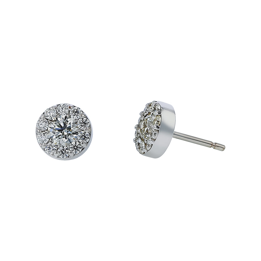 Hearts On Fire 0.95-1.07ct Diamond Fulfillment Halo Stud Earrings in 18K White Gold