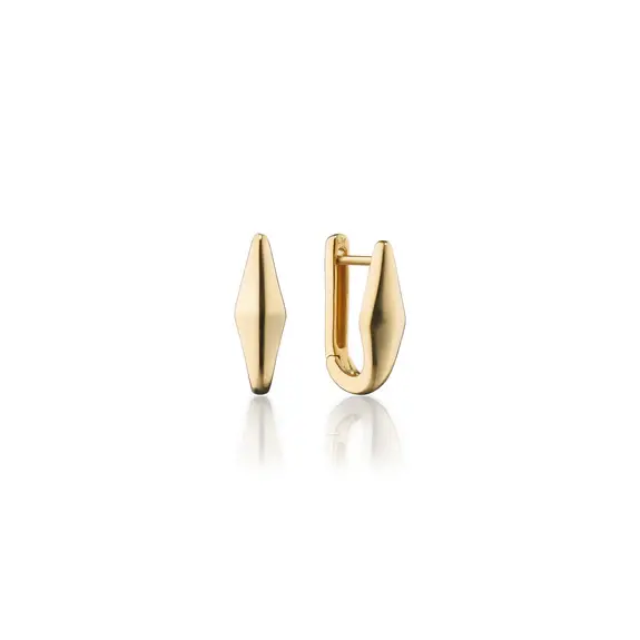 Points North Huggie Hoop Earrings in 18K Yellow Gold