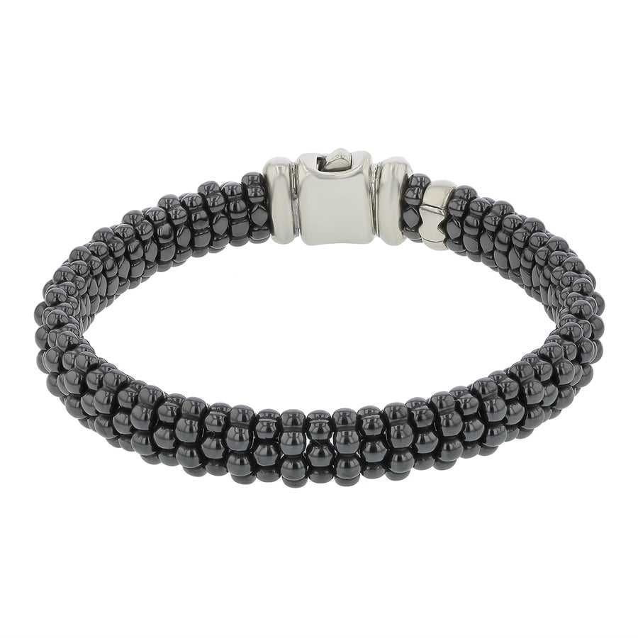 Lagos Caviar Black Ceramic Bracelet in 18K Yellow Gold and Sterling Silver