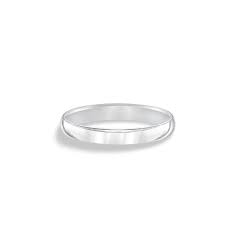 Low Dome Comfort Fit Plain Wedding Band in 14K White Gold, Size 6