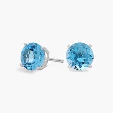 2.82ct 7mm Round Blue Topaz (Irradiated) Martini 3 Prong Stud Earrings in 14K White Gold