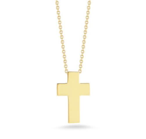 Tiny Treasures Cross Pendant in 18K Yellow Gold, on 18in Chain