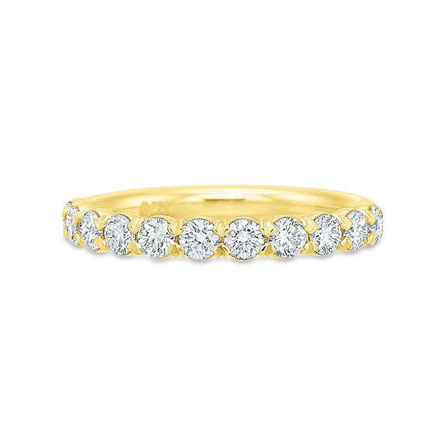 Flush Fit 0.76ct Diamond Prong Set Partway Band in 18K Yellow Gold, size 6
