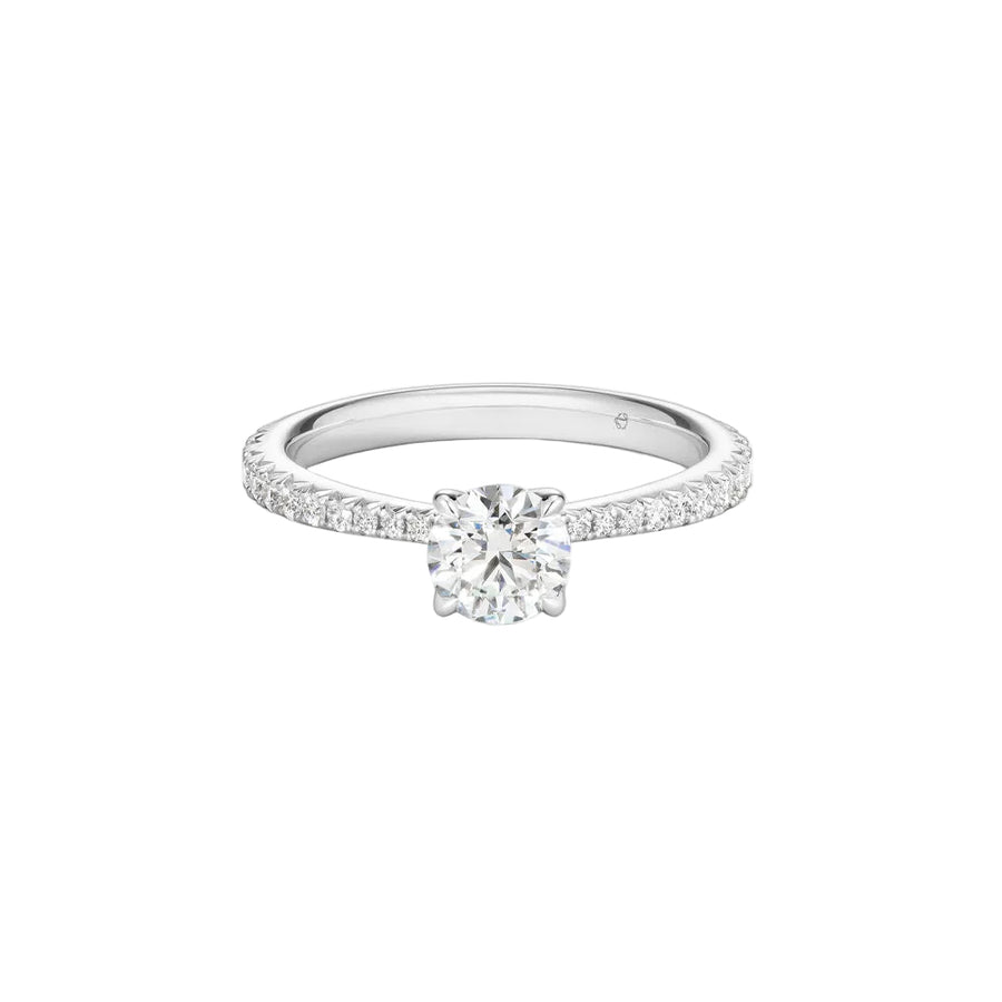 Vela 1.12ct Round Brilliant Diamond and 0.32ct Diamond Ring in Platinum, size 6.5