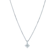 0.39ct Round Brilliant Diamond 4 Prong Solitaire Pendant in 14K White Gold, 16-18" chain