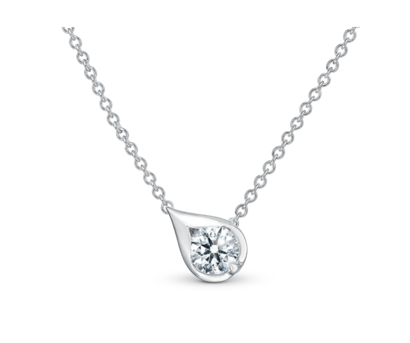 Droplet 0.31Ct Diamond Pendant on Chain in 18K White Gold, 18 chain