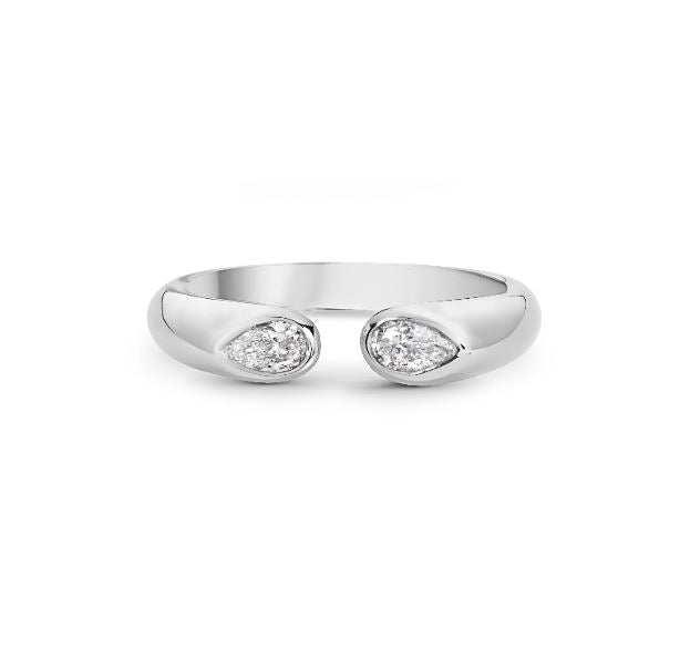 Reflection 0.37ct Pear Shape Diamond Open Ring in 18K White Gold, size 6.5