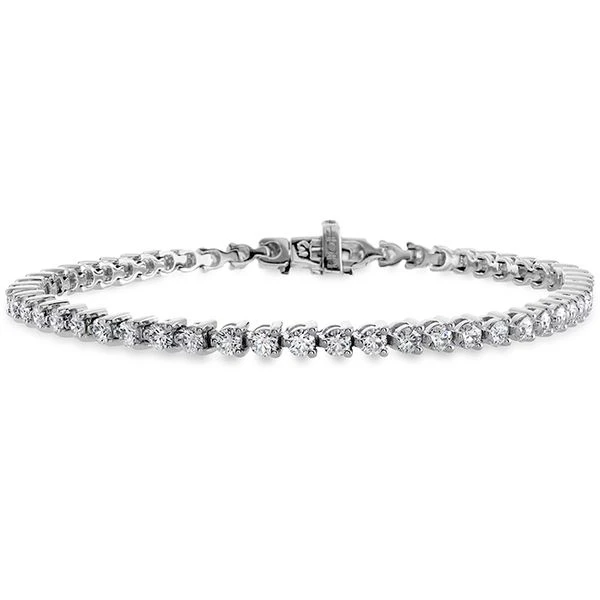Temptation 6.80-7.00ct Diamond Three Prong Tennis Bracelet in 18K White Gold, 7"