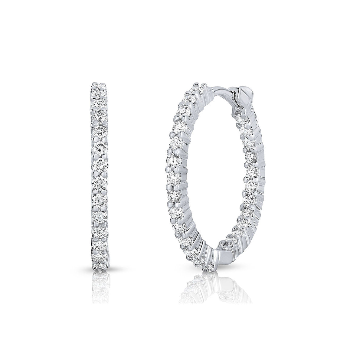 Diamond Hoop Earrings in 18K White Gold, 22mm