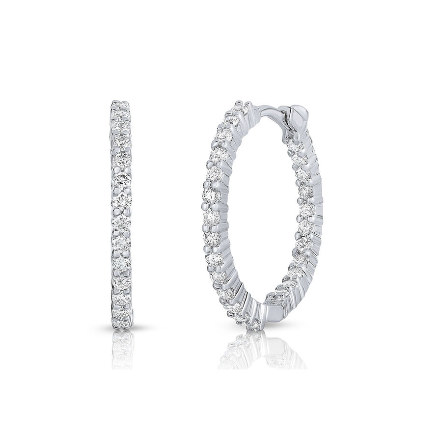 Diamond Hoop Earrings in 18K White Gold, 22mm