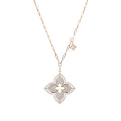 Venetian Princess Piroutte 8.90ct Mother of Pearl and 1.65ct Diamond Necklace in 18K Rose Gold, 17"