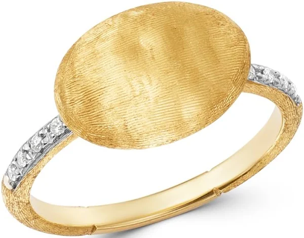 Siviglia Diamond Oval Ring in 18K Yellow Gold, Size 7