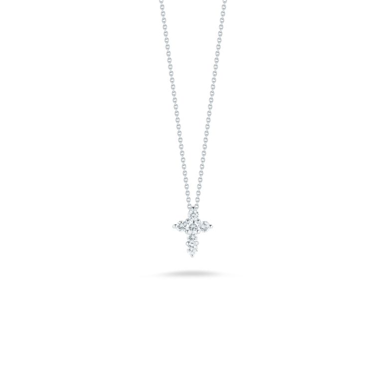 0.20ct Round Diamonds Cross Pendant in 18K White Gold on 18" Chain