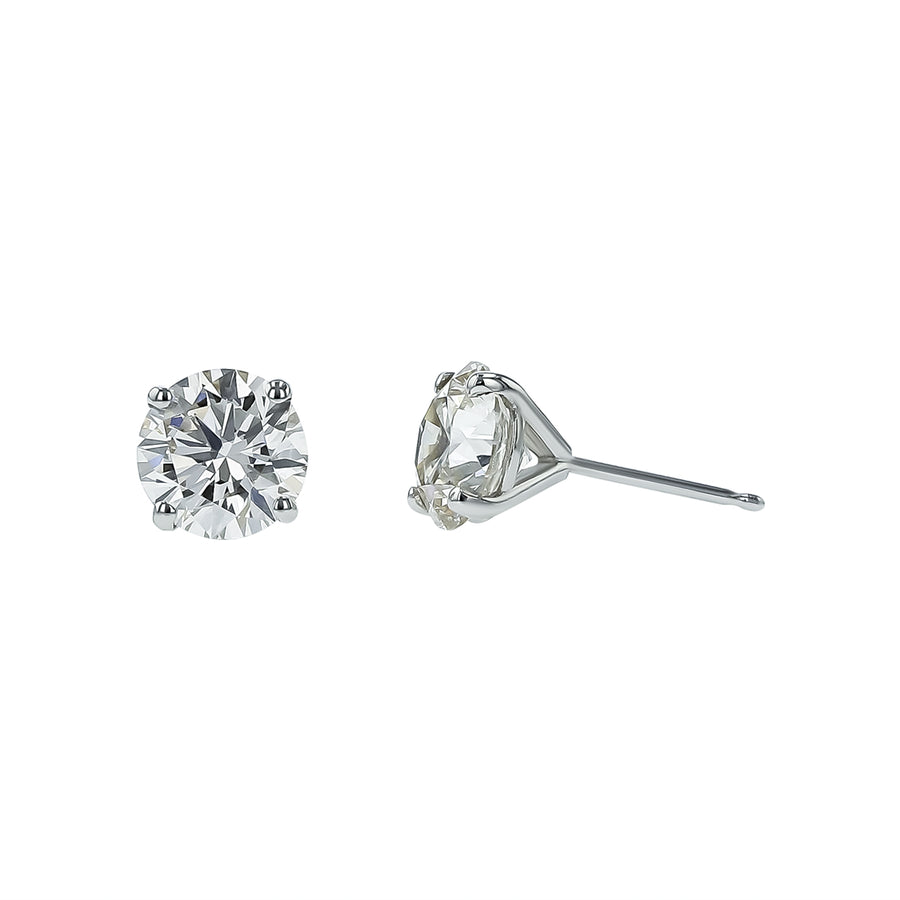 14K White Gold 2.62ct Diamond 4-Prong Stud Earrings