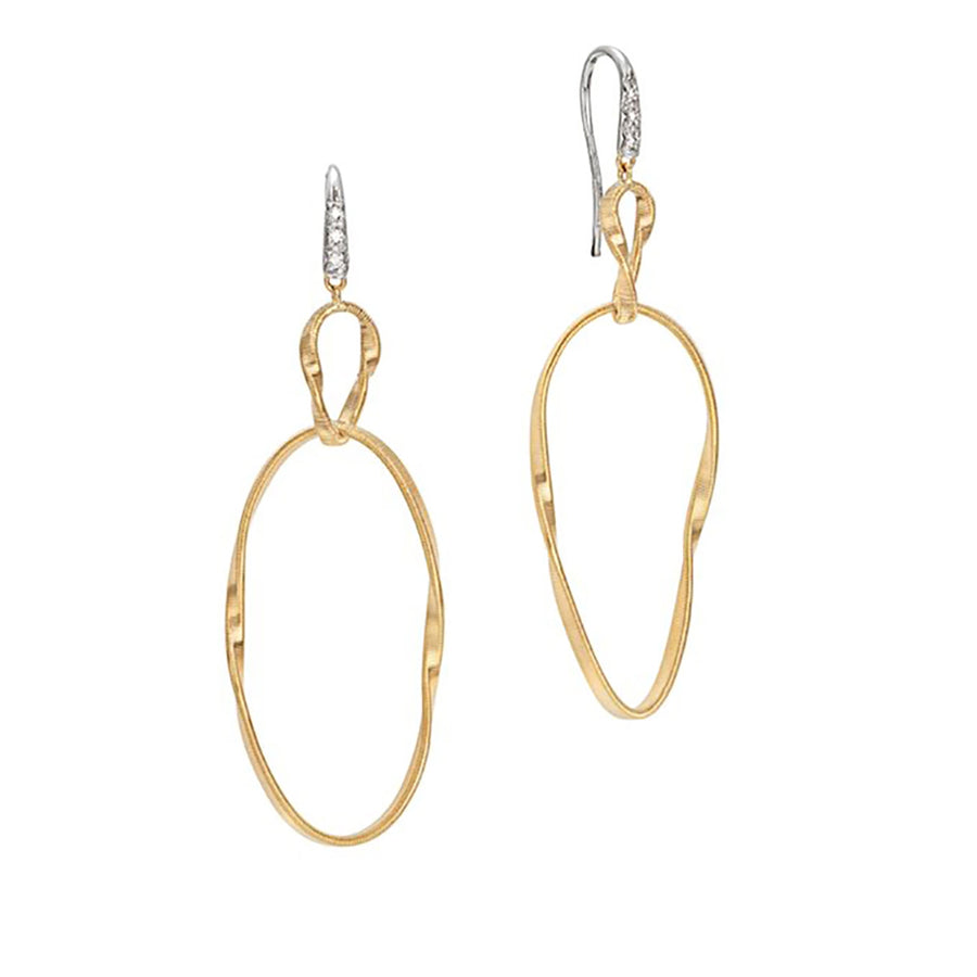 Marrakech Onde 0.05ct Diamond Hand Coiled Double Drop Earrings in 18K Yellow and White Gold