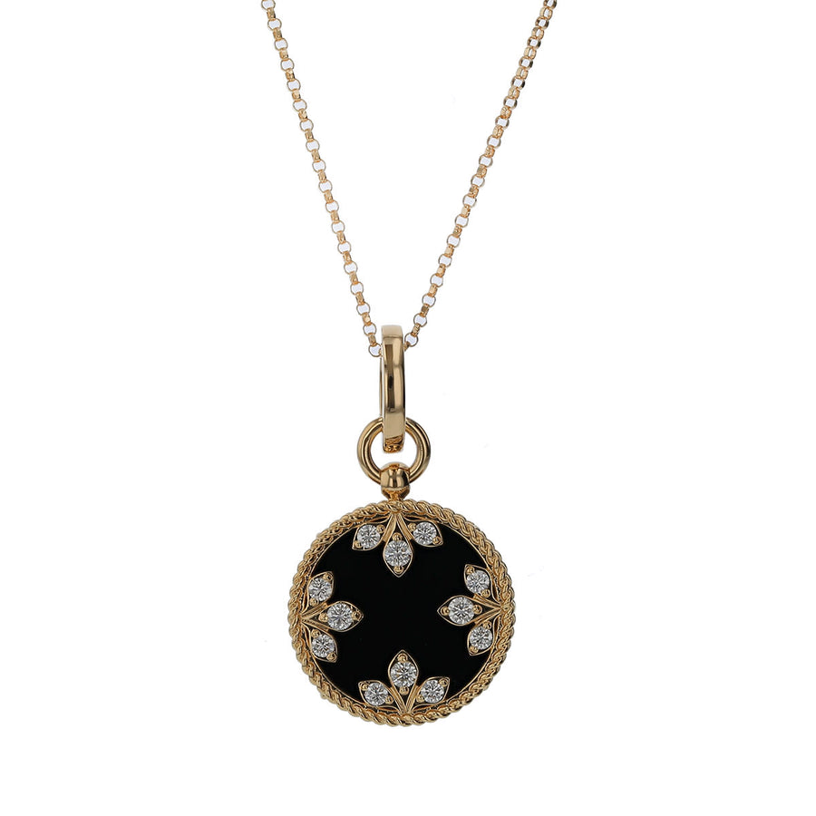 Venetian Princess 0.29ct Diamond and Black Jade Pendant in 18K Yellow Gold, 18" chain
