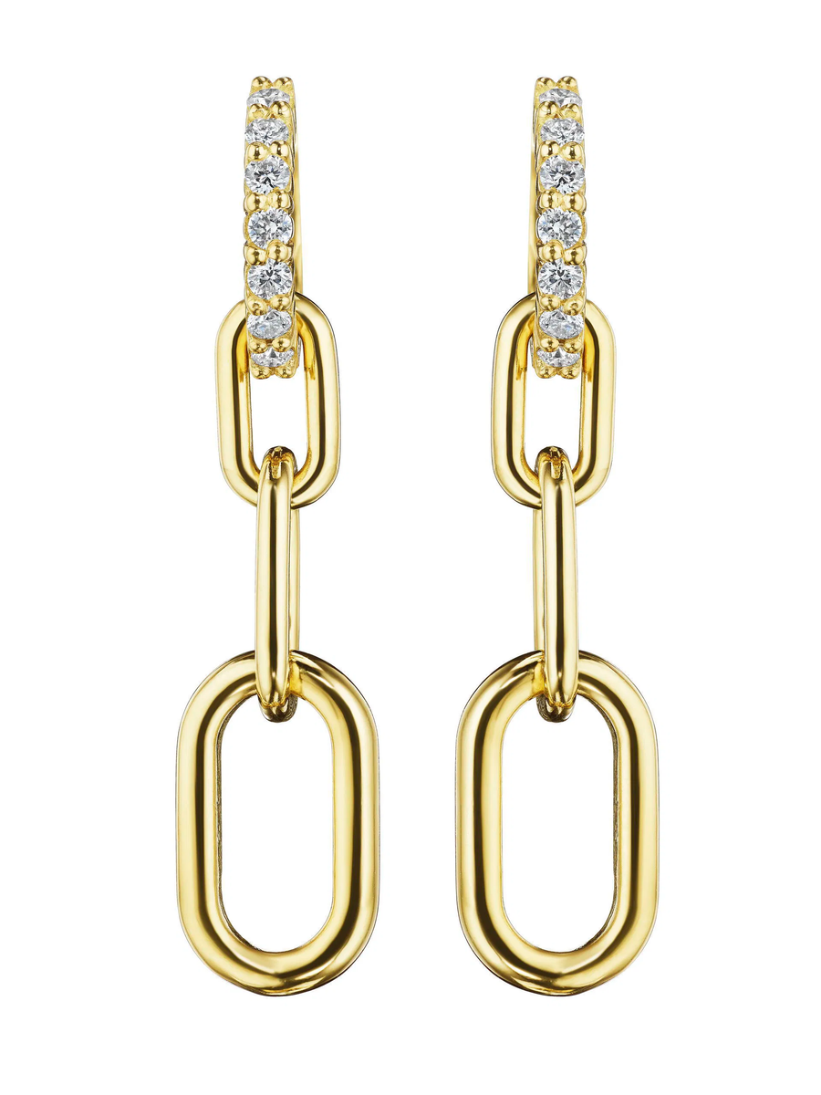 0.56ct Diamond Link Drop Earrings in 18K Yellow Gold