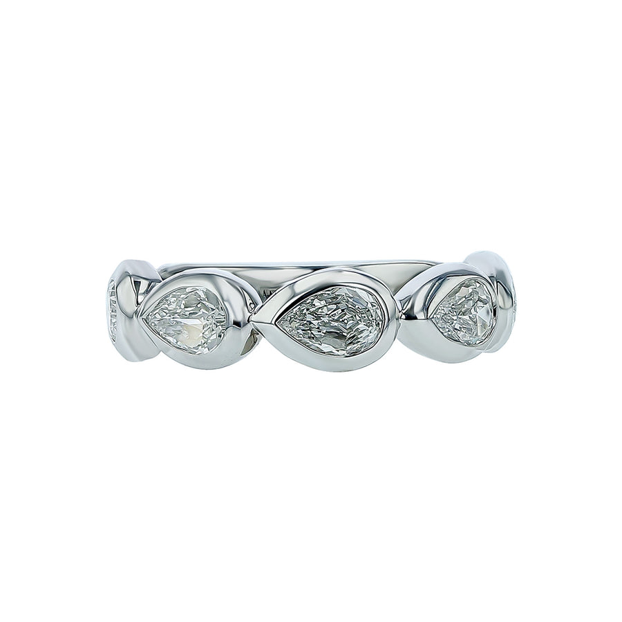 Love Luxe 1.21ct Crisscut L'amour Pear Shape Diamond Band in 14K White Gold, size 6