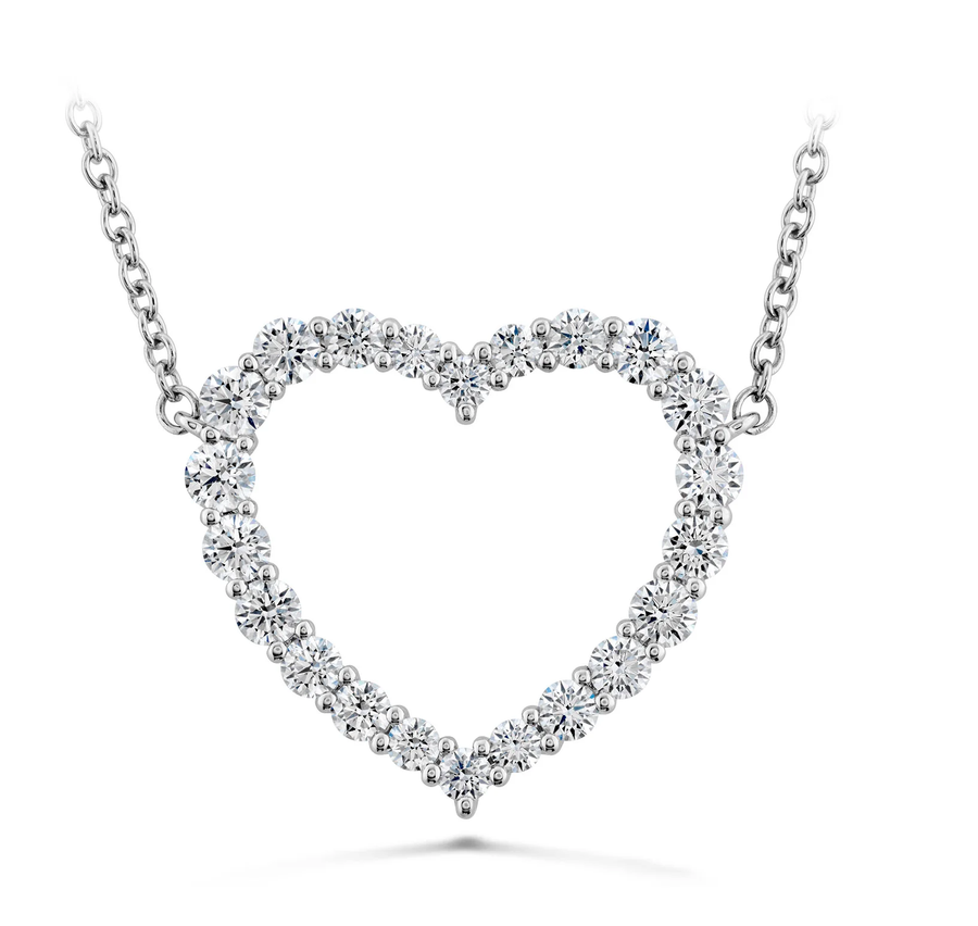 Signature 0.34-0.44ct Diamond Medium Heart Necklace in 18K White Gold, 18in