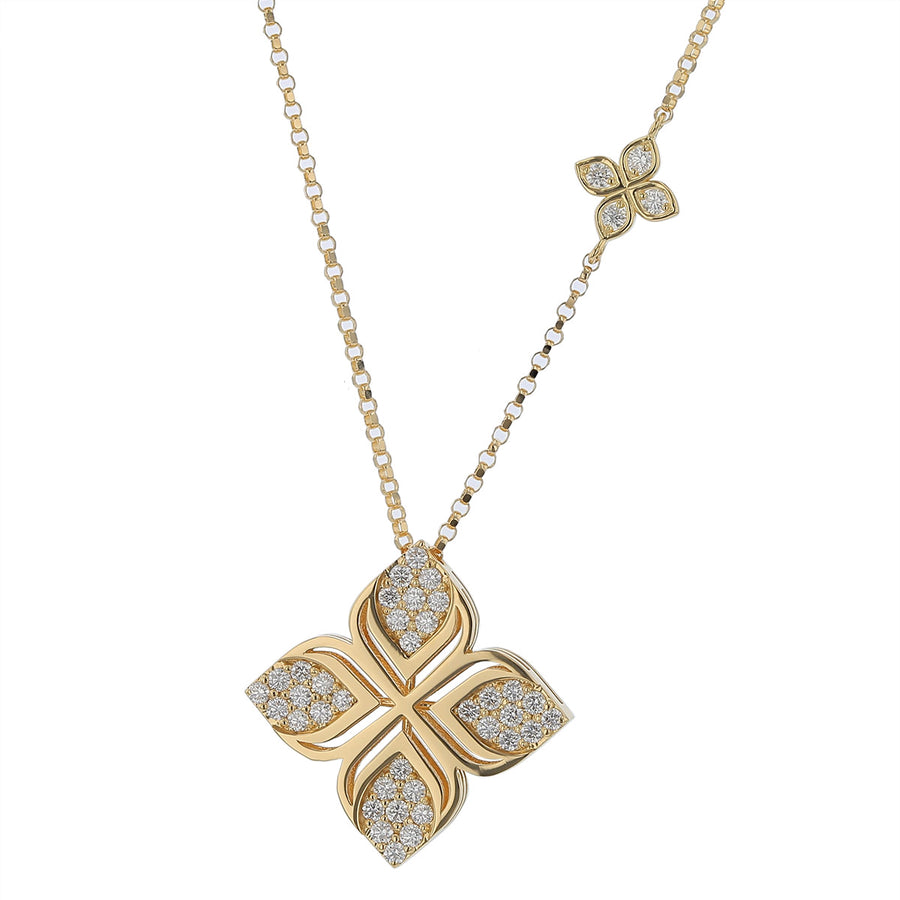 Arabesque 0.35ct Diamond Flower Pendant in 18K Yellow Gold, 18" chain
