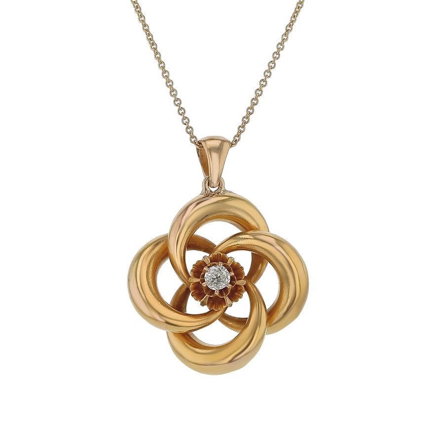0.15ct Diamond Victorian Pendant in 14K Yellow Gold, 16" chain