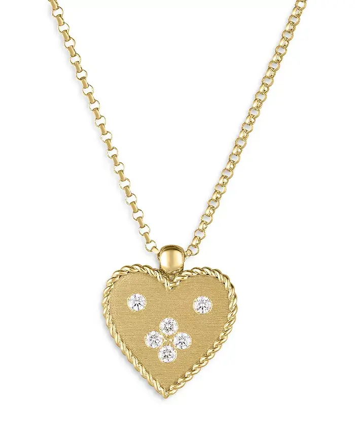 Venetian Princess 0.21ct Diamond Heart Pendant in 18K Yellow Gold, on 18" chain