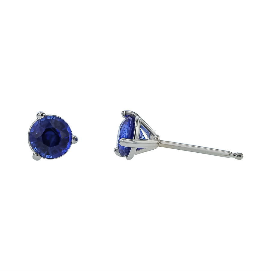 1.06ct Sri Lankan Sapphire 3 Prong Studs in 18K White Gold