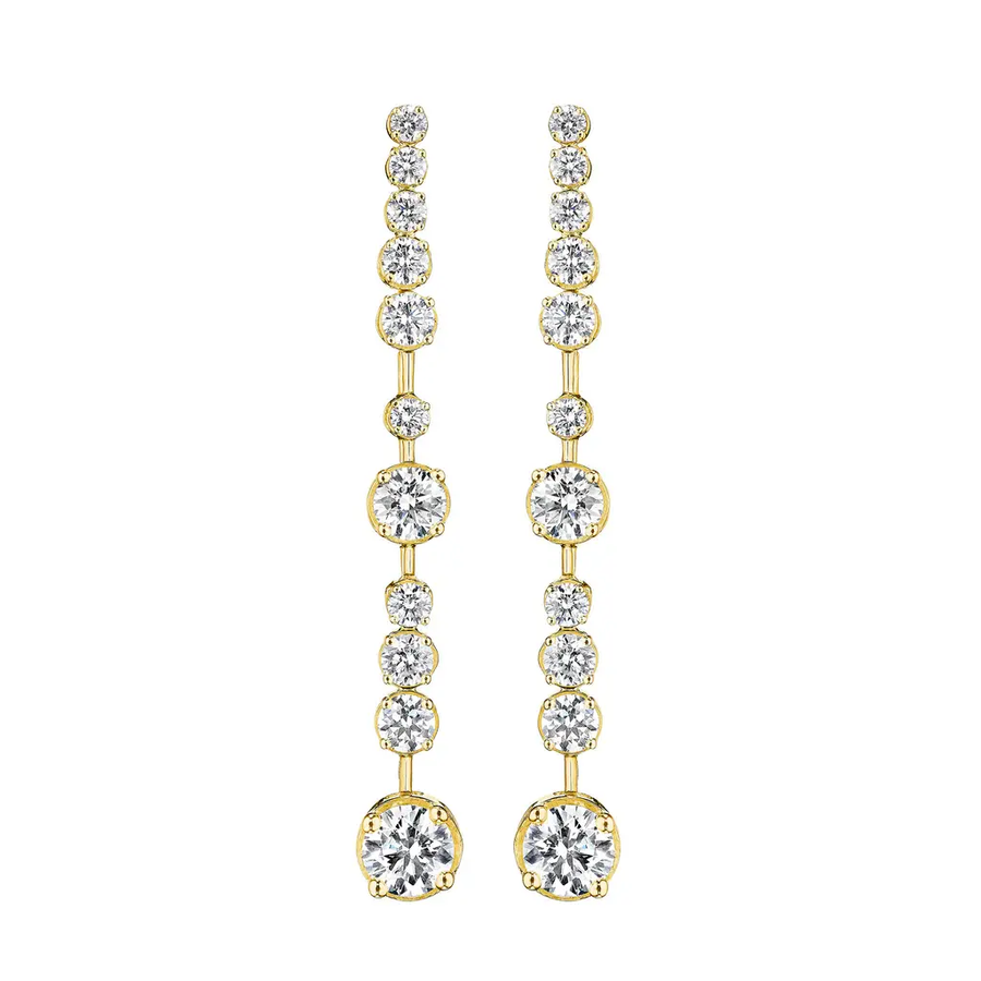 Wave 1.50ct Diamond Earrings in 18K Yellow Gold, 1.5"