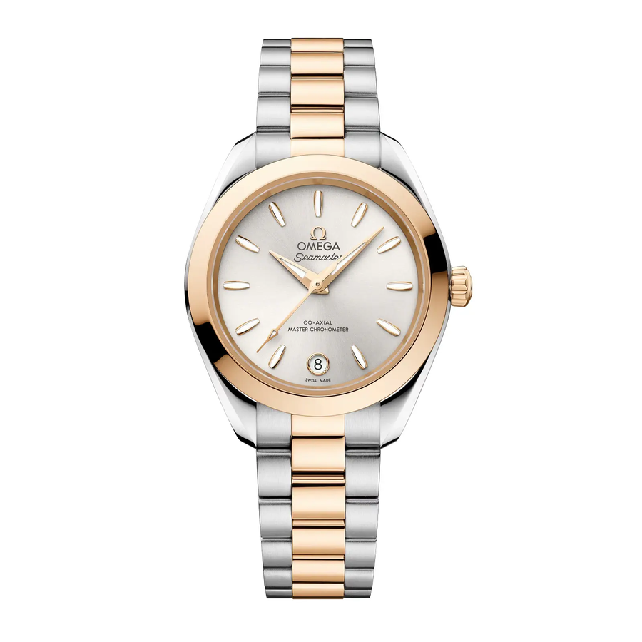 30mm Seamaster Aqua Terra Watch with Silver Dial in Stainless Steel and 18K Yellow Gold, Bracelet