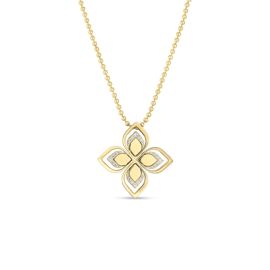 Venetian Princess 0.30ct Diamond Open Frame Flower Pendant in 18K Yellow Gold, 18" chain