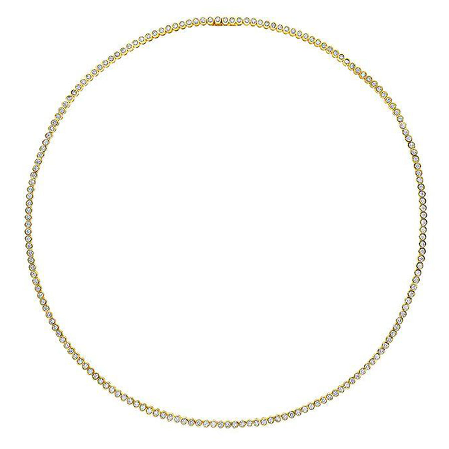 Diamond Bezel Choker Necklace in 18K Yellow Gold, 17in