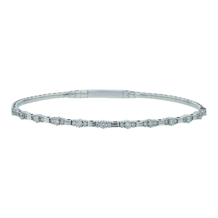 0.77ct Diamond Bangle Bracelet in 14K White Gold