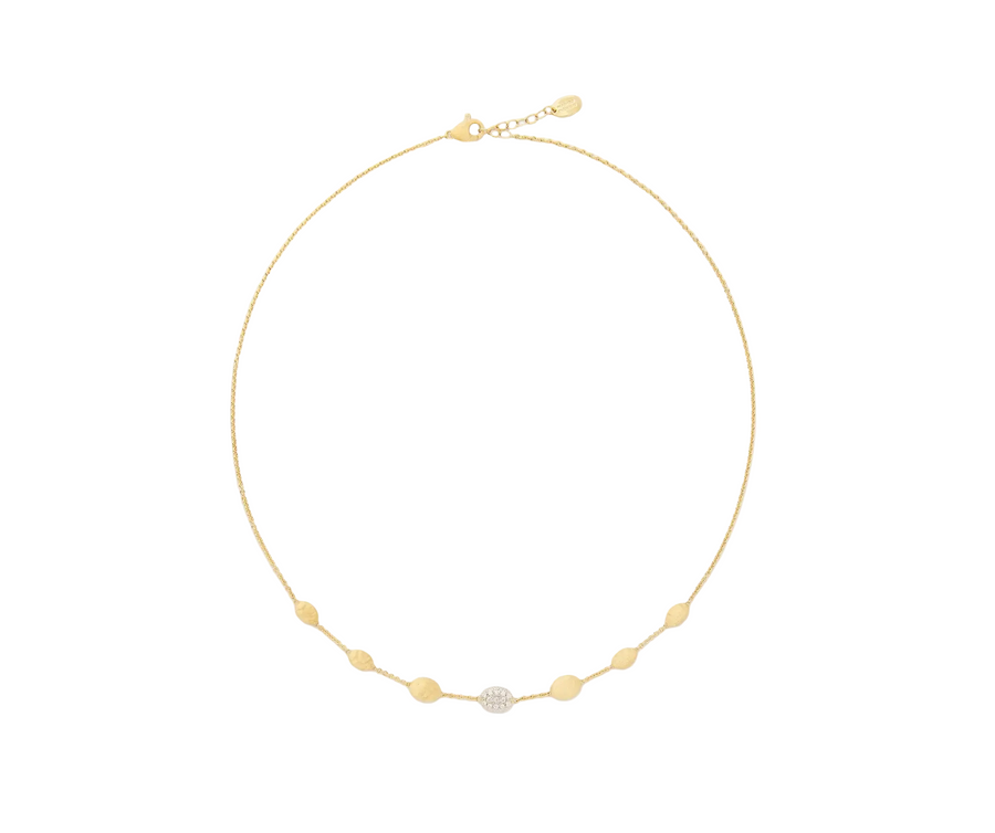 Siviglia 0.17ct Diamond 7 Station Necklace in 18K Yellow and White Gold, 16.5"
