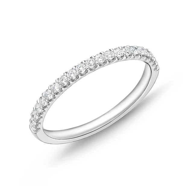 Odessa Diamond Partway Band in 18K White Gold, Size 6.5